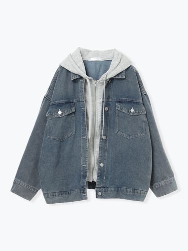 ノーカラーデニムジャケット（大きいサイズ・ぽっちゃり女子向け