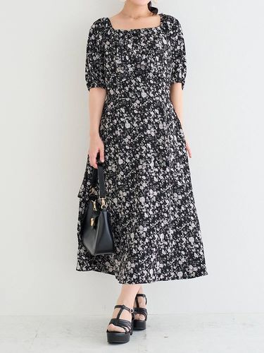 レース襟フレアスリーブチェック柄シャツワンピース（大きいサイズ