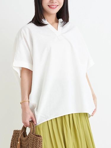 袖フリルチュニックブラウス（大きいサイズ・ぽっちゃり女子向け