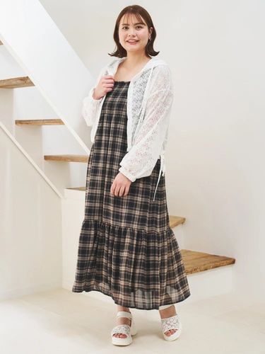 花柄ボウタイドッキングワンピース（大きいサイズ・ぽっちゃり女子向け