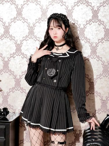 ゴシックドレッシーデコルテクロスセットアップ（セットアップ｜青・A