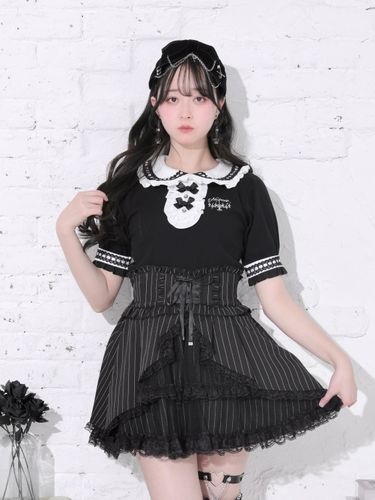 リボンストラップヨークフリルカットソー（カットソー・Tシャツ｜オフ