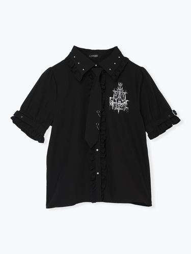 【anonenone】無理矢理ネクタイブラウス(ブラック) ゴシックストライプネクタイブラウス（シャツ・ブラウス｜オフホワイト