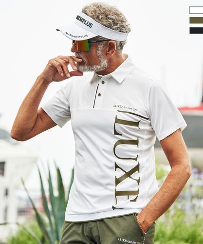 LUXEAKMPLUS(リュクスエイケイエムプラス)ゴルフ 光沢ロゴモックネック