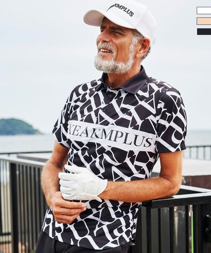 LUXEAKMPLUS(リュクスエイケイエムプラス)ゴルフ 裾ロゴ総柄モック