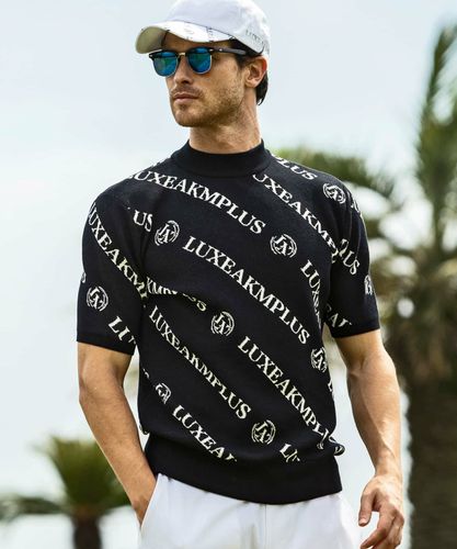 新品 ゴルフ 総柄ロゴ ニットベスト 春夏 ネイビー LUXEAKMPLUS 新品 ゴルフ 総柄ロゴ ニットベスト 春夏 ネイビー LUXEAKMPLUS