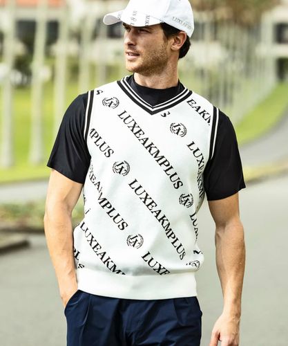 LUXEAKMPLUS(リュクスエイケイエムプラス)ゴルフ 総柄ロゴモックネック