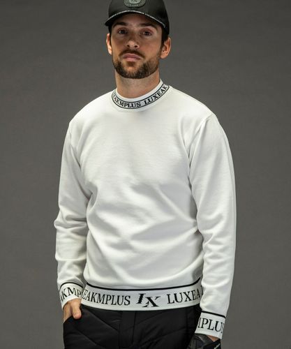 LUXEAKMPLUS(リュクスエイケイエムプラス)ゴルフ 総柄ロゴ半袖モック