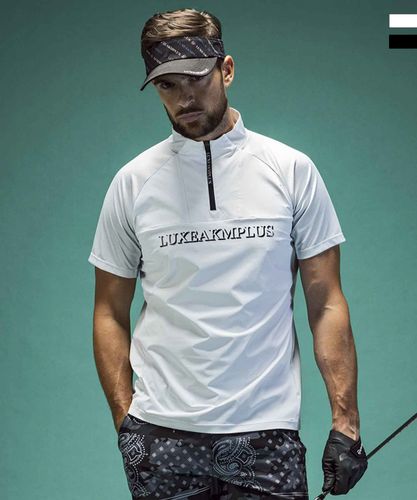 LUXEAKMPLUS(リュクスエイケイエムプラス)ゴルフ 配色バックロゴ半袖