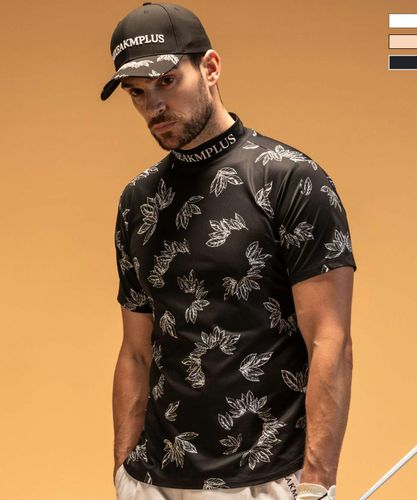 LUXEAKMPLUS(リュクスエイケイエムプラス)ゴルフ 襟ロゴ総柄半袖