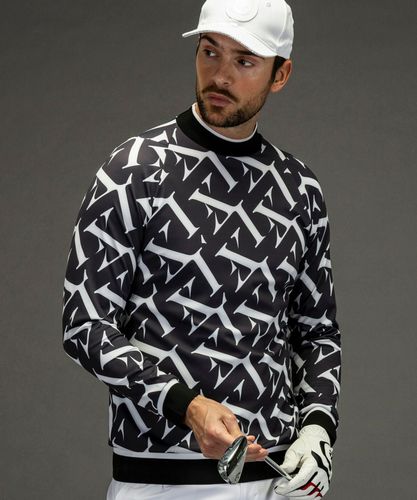 LUXE163AKMBB ナイロンプリオーバー　Tシャツ　ゴルフ　AKM LUXEAKMPLUS(リュクスエイケイエムプラス)ゴルフ 配色ロゴ半袖モック
