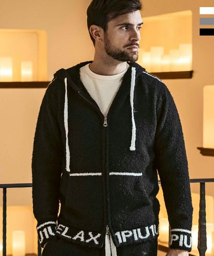 【ウノピゥウノウグァーレトレ】人気裾ロゴネーム 長袖ゴルフリブニットパーカーM 1PIU1UGUALE3 RELAX(ウノピゥウノウグァーレトレ リラックス)裾