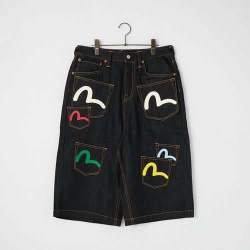 EVISU [エヴィス] カモメプリント マルチポケット デニムショーツ