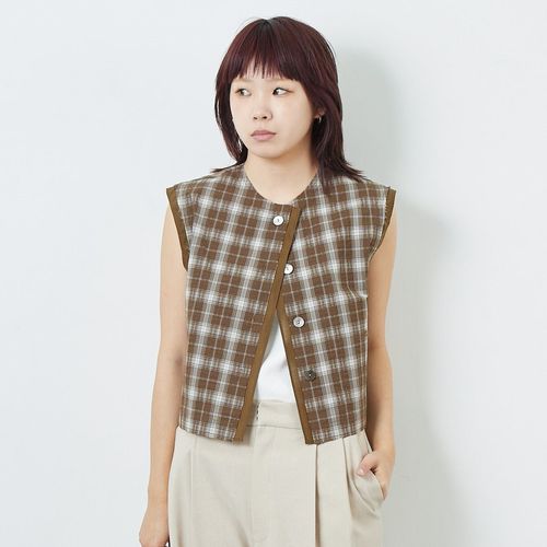 CHIGNONシニヨン　前後2wayショート丈ベスト CHIGNON（シニヨン） ツイード ショートベスト - greige / F