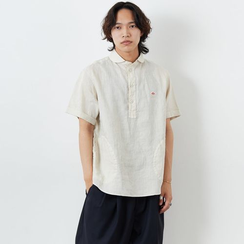 DANTON [ダントン] コットンリネン ストライプバンドカラーシャツ [JD