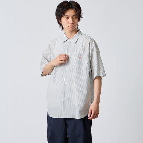 DANTON [ダントン] コットンリネン ストライプバンドカラーシャツ [JD
