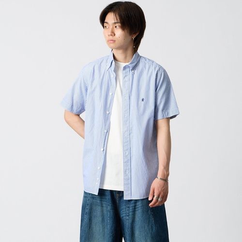 DANTON [ダントン] コットンリネン ストライプバンドカラーシャツ [JD