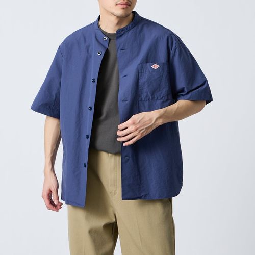 DANTON [ダントン] ラウンドカラー チェックプルオーバーシャツ [DT