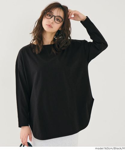 コットンスムースサイドスリットTシャツ レディース メール便不可