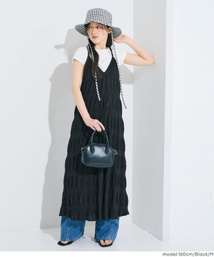 ワンピース ジョーゼットプリーツVネックワンピース レディース メール便不可