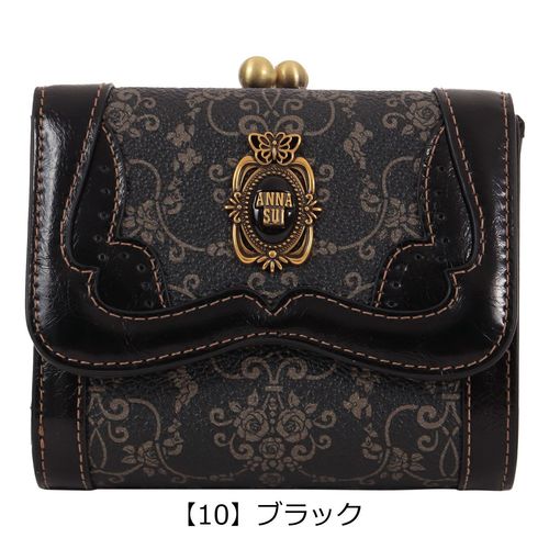 アナスイ 財布 二つ折り 本革 猫 がま口 プレイングキャット 二つ折り