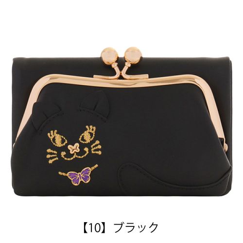 アナスイ 財布 二つ折り 本革 猫 がま口 プレイングキャット 二つ折り