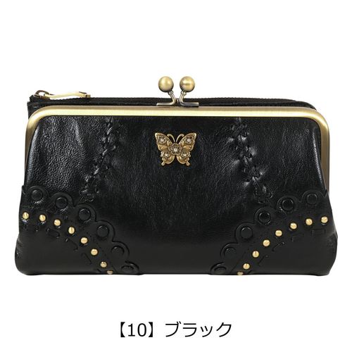 アナスイ 財布 二つ折り 本革 猫 がま口 プレイングキャット 二