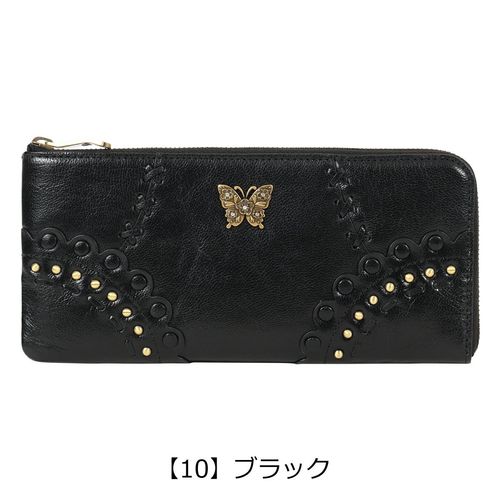 アナスイ 長財布 二つ折り 本革 猫 がま口 プレイングキャット