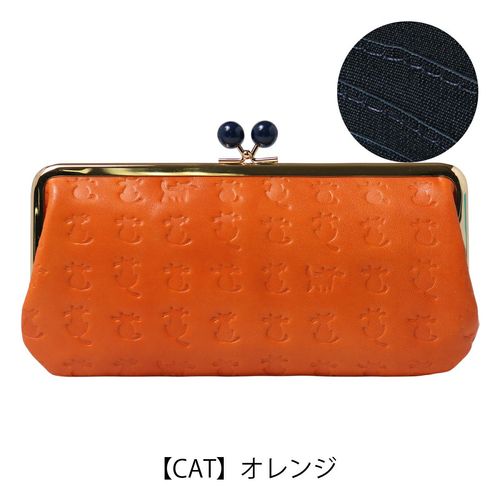 マンハッタナーズ 長財布 ラウンドファスナー 本革 猫 ねこ ネコ