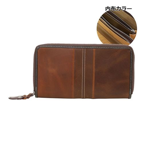 NAUGHTIAM ブラウン 長財布 NAUGHTIAM（ノーティアム） 財布 メタルプレートシリーズ 長札 長財布