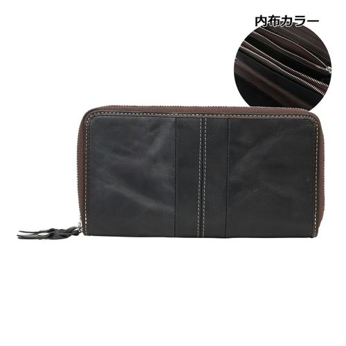 NAUGHTIAM ブラウン 長財布 ノーティアム 長財布 ラウンドファスナー メンズ E0723321140A