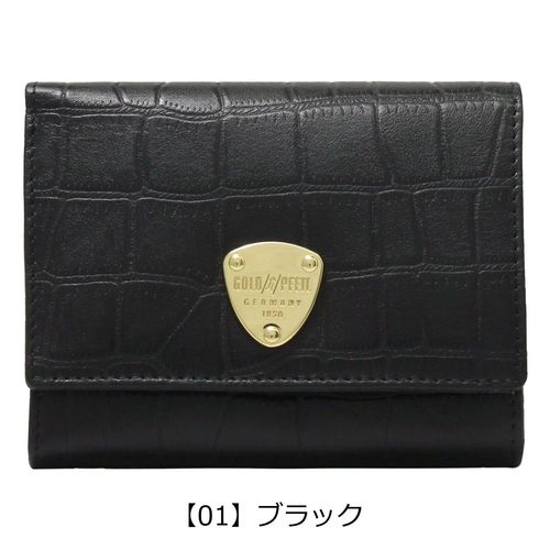ゴールドファイル 財布 三つ折り 本革 クロコ型押し レディース