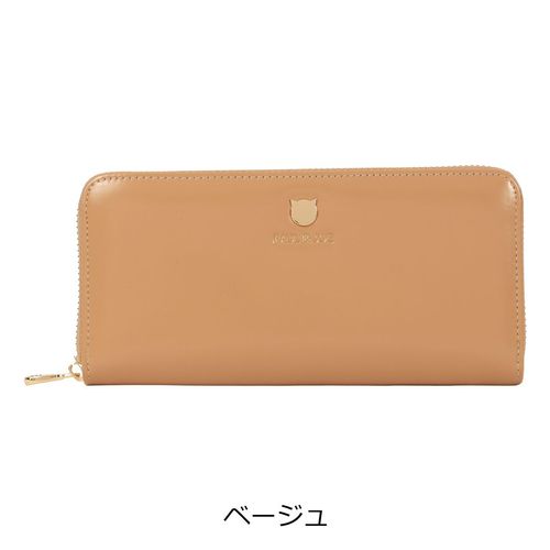 【美品箱付き】マンハッタナーズ 長財布 猫 本革 オレンジ ファスナー ねこ 美品箱付き】マンハッタナーズ 長財布 猫 本革 オレンジ