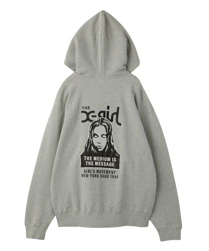 こた☆X-girl OG BOX FACE SWEAT HOODIE セール】FACE BOX PATCH ZIP UP SWEAT HOODIE（パーカー）｜X-girl