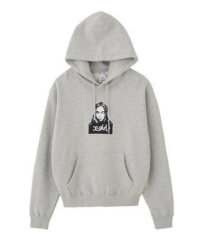 こた☆X-girl OG BOX FACE SWEAT HOODIE セール】FACE BOX PATCH ZIP UP SWEAT HOODIE（パーカー）｜X-girl