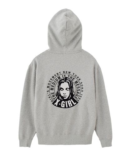 こた☆X-girl OG BOX FACE SWEAT HOODIE セール】FACE BOX PATCH ZIP UP SWEAT HOODIE（パーカー）｜X-girl