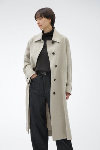 マーガレットハウエル ロングコート ベージュ コットン 裏地ブルー RECYCLED NYLON COMPACT RIPSTOP COAT | MARGARET HOWELL