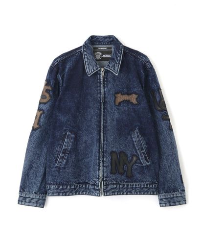 AVIREX B-2 IMPACT DENIM JACKET Gジャン　刺繍 TAGGING JACQUARD DENIM JACKET/タギング ジャガード デニムジャケット