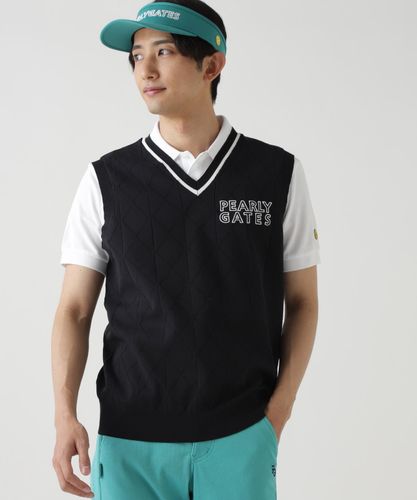 リバーシブルVネックニットベスト ＜エンブレム総柄＞ (MENS) | PEARLY