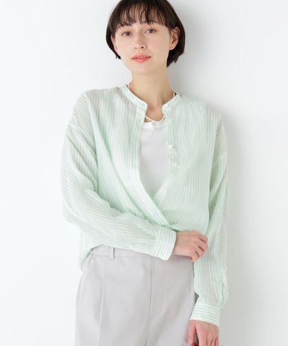 ヒューマンウーマン／定価1.6万円 naticコラボ リネンシャツ ストライプ WEB限定】NATICシャーリングストライプブラウス | human woman