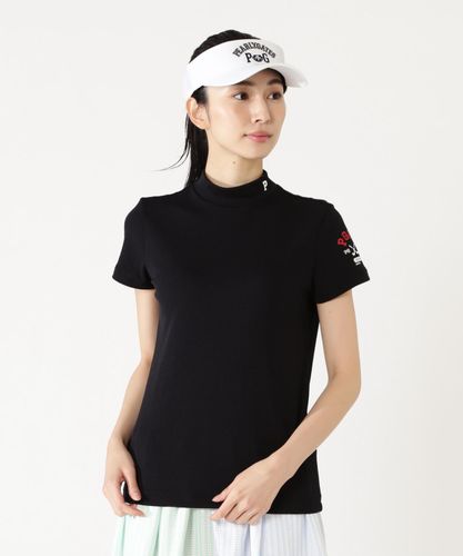 新品 パーリーゲイツ 幾何リンクスジャガード半袖ハイネックカットソー(4)M/紺 PG幾何リンクスジャガード半袖ハイネックカットソー | PEARLY GATES