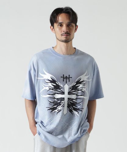 Kmrii ケムリ クロス 蝶 プリント Tシャツ KMRii/ケムリ/BLACK SHADOW SLASH CUT/SS | ROYAL FLASH（ロイヤル