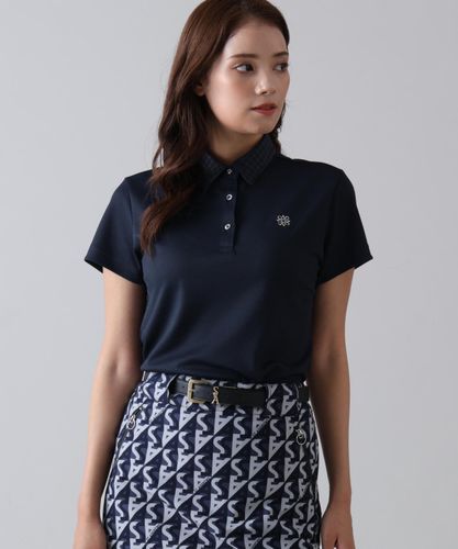 ポリエステル強撚鹿の子リーフ柄刺繍半袖シャツ (WOMENS) | ST ANDREWS