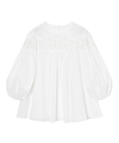 ANAYI コットンツイルレースミックス　ブラウスサイズ38 コットンツイルレースミックス ブラウス|ANAYI OFFICIAL ONLINE STORE