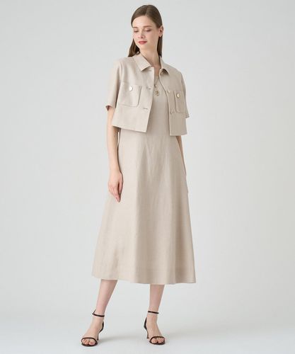 Palava リネンノースリーブフレアワンピース セットアップ対応商品】プリペラリネンノースリフレア