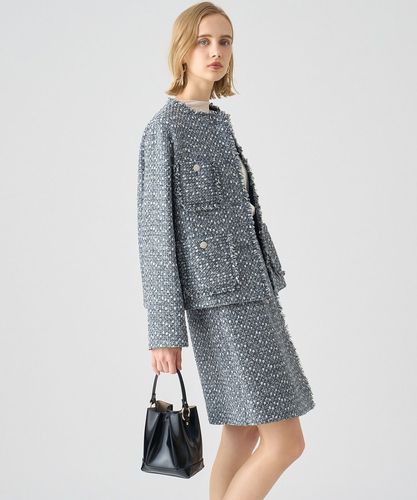 【2点】23区　ツイード　ジャケット　グレー　ANAYI スカート　ネイビー ミックスツイードノーカラー ジャケット|ANAYI OFFICIAL ONLINE