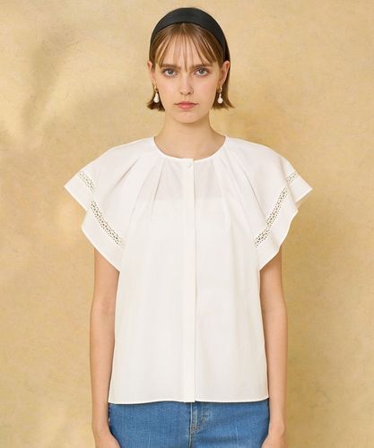 【美品】ANAYI タイプライターフレア袖ブラウス 未使用！ANAYI タイプライターフレア袖ブラウス 36