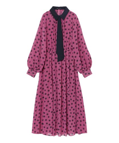 チェックフラワープリントタイ付き ワンピース|ANAYI OFFICIAL ONLINE