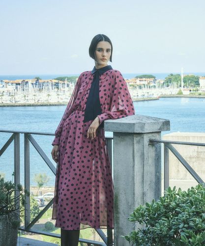 極美品✨　アナイ　ポルカドットタイ衿付きワンピース　ロング　2WAY　24年 極美品✨ アナイ ポルカドットタイ衿付きワンピース ロング 2WAY