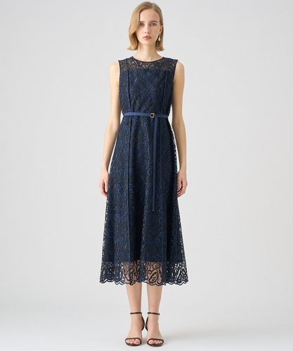 美品　アナイ　現行　リボン　レーヨン　プリーツ　フレア　ノースリーブ　花柄 美品 アナイ 現行 リボン レーヨン プリーツ フレア